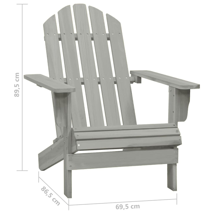 Patio Adirondack Chair with Table Solid Fir Wood Gray