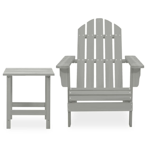 Patio Adirondack Chair with Table Solid Fir Wood Gray