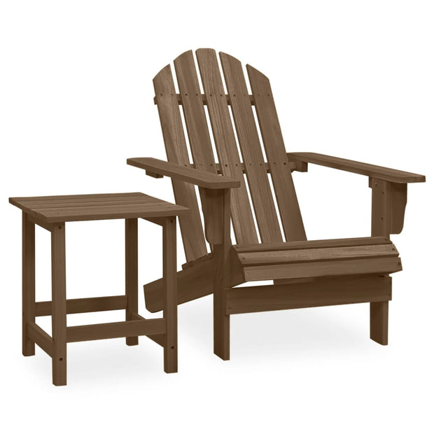 Patio Adirondack Chair with Table Solid Fir Wood Brown