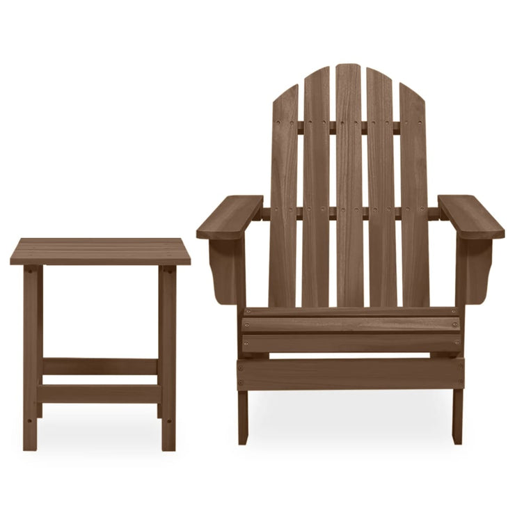 Patio Adirondack Chair with Table Solid Fir Wood Brown