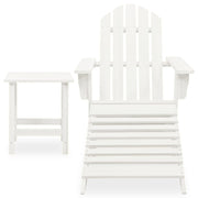 Patio Adirondack Chair with Ottoman&Table Solid Fir Wood White