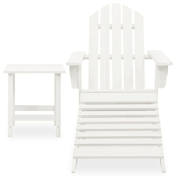 Patio Adirondack Chair with Ottoman&Table Solid Fir Wood White