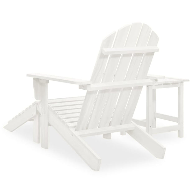 Patio Adirondack Chair with Ottoman&Table Solid Fir Wood White