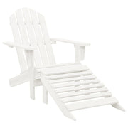 Patio Adirondack Chair with Ottoman&Table Solid Fir Wood White