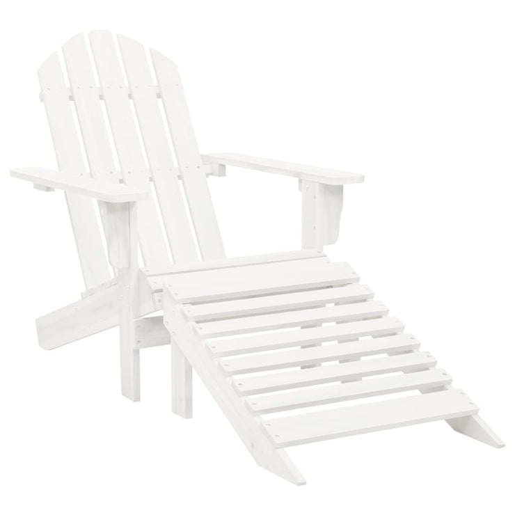 Patio Adirondack Chair with Ottoman&Table Solid Fir Wood White