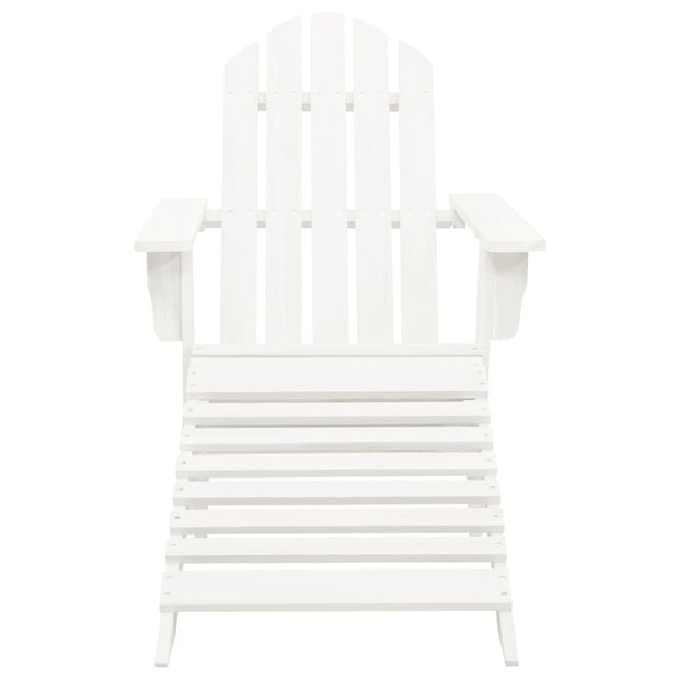 Patio Adirondack Chair with Ottoman&Table Solid Fir Wood White