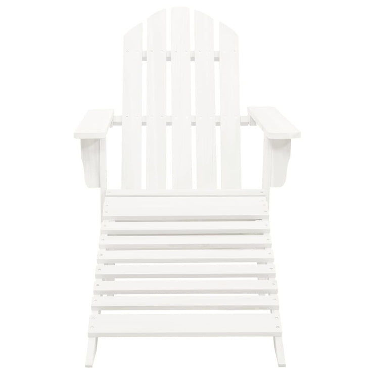 Patio Adirondack Chair with Ottoman&Table Solid Fir Wood White