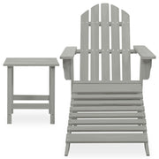 Patio Adirondack Chair with Ottoman&Table Solid Fir Wood Gray