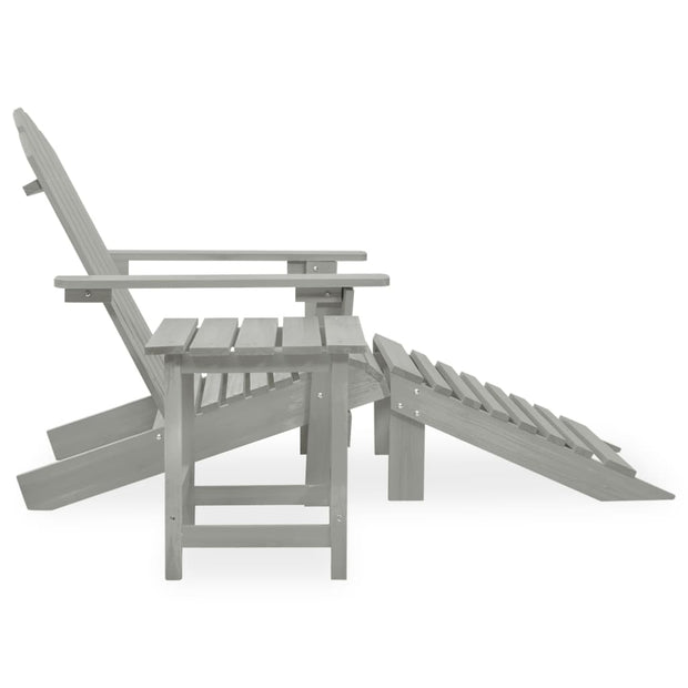 Patio Adirondack Chair with Ottoman&Table Solid Fir Wood Gray