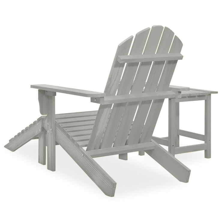 Patio Adirondack Chair with Ottoman&Table Solid Fir Wood Gray