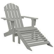 Patio Adirondack Chair with Ottoman&Table Solid Fir Wood Gray