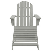 Patio Adirondack Chair with Ottoman&Table Solid Fir Wood Gray