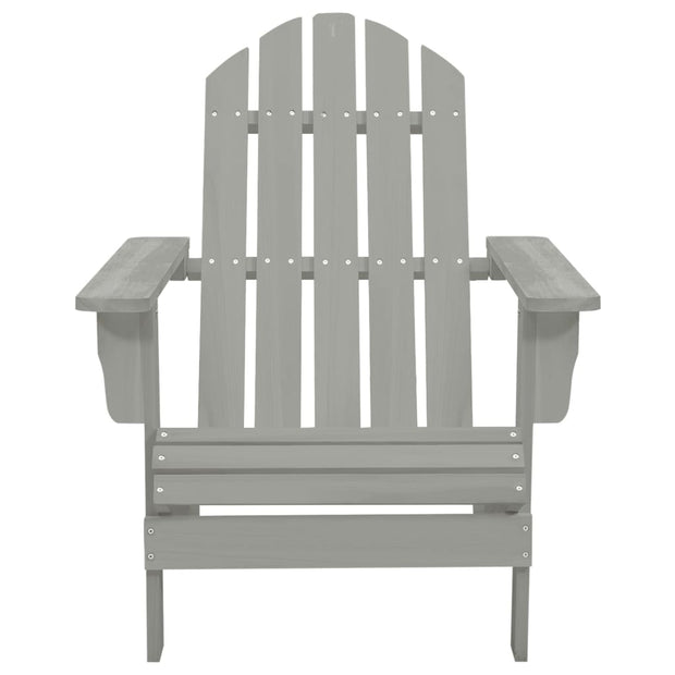 Patio Adirondack Chair with Ottoman&Table Solid Fir Wood Gray