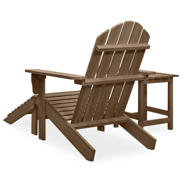 Patio Adirondack Chair with Ottoman&Table Solid Fir Wood Brown