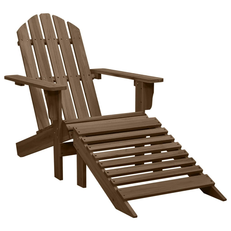 Patio Adirondack Chair with Ottoman&Table Solid Fir Wood Brown