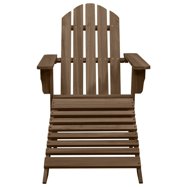 Patio Adirondack Chair with Ottoman&Table Solid Fir Wood Brown