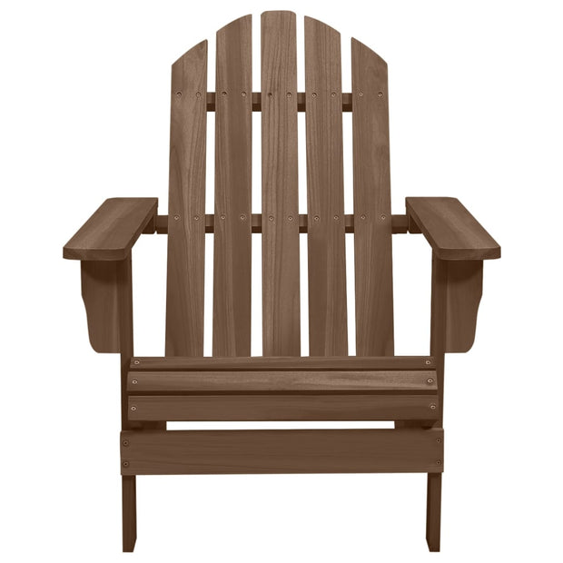 Patio Adirondack Chair with Ottoman&Table Solid Fir Wood Brown