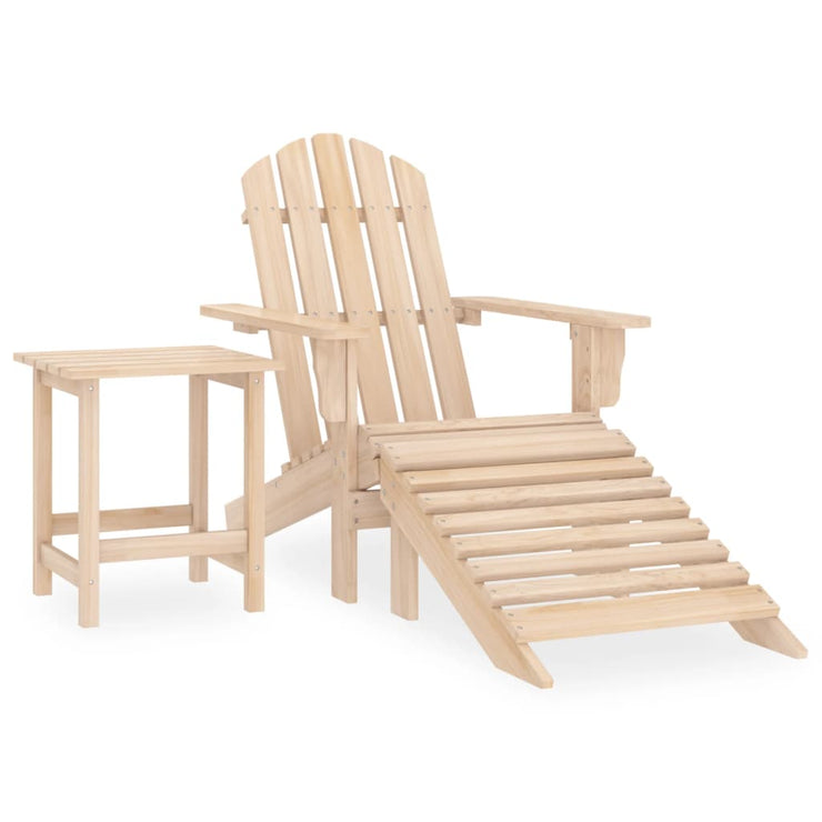 Patio Adirondack Chair with Ottoman and Table Solid Fir Wood