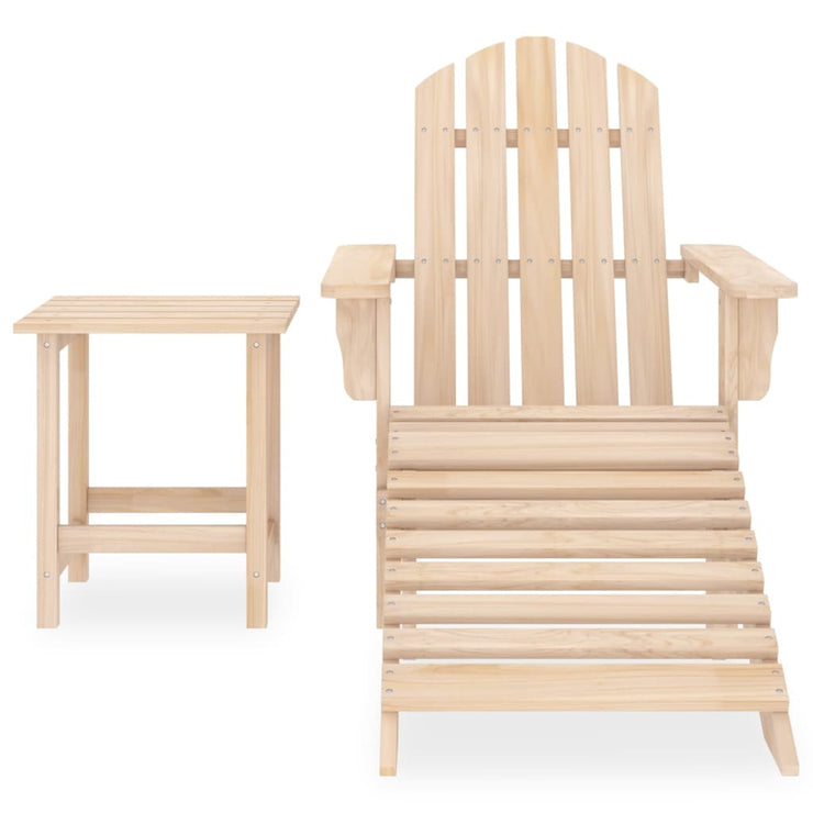 Patio Adirondack Chair with Ottoman and Table Solid Fir Wood