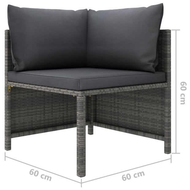 9 Piece Patio Lounge Set with Cushions Poly Rattan Gray