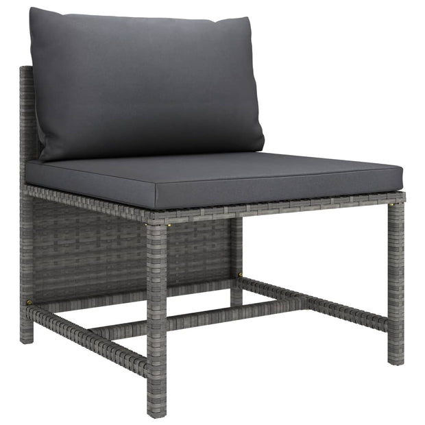 9 Piece Patio Lounge Set with Cushions Poly Rattan Gray