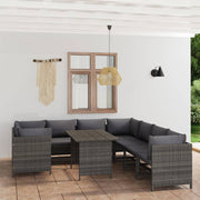 9 Piece Patio Lounge Set with Cushions Poly Rattan Gray