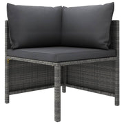 9 Piece Patio Lounge Set with Cushions Poly Rattan Gray