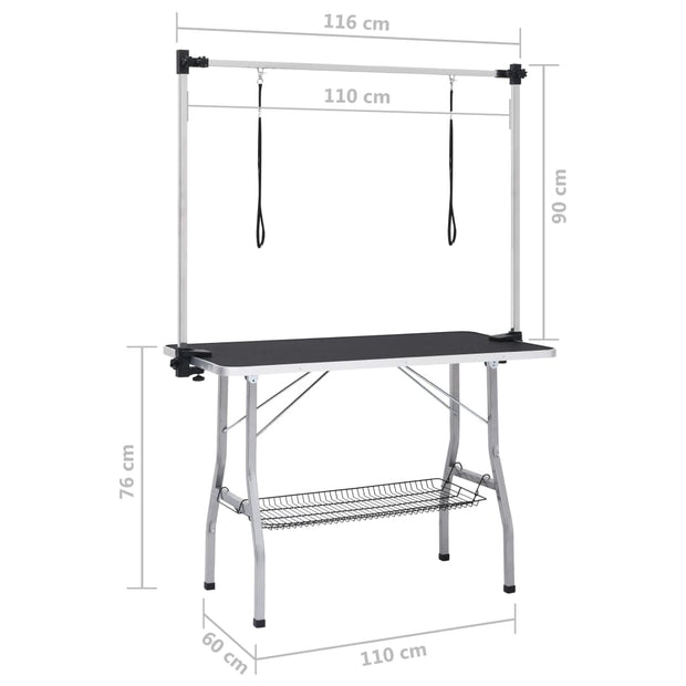 Adjustable Dog Grooming Table with 2 Loops and Basket