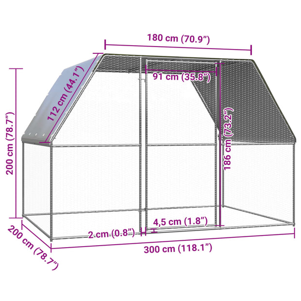 Outdoor Chicken Cage 9.8'x6.6'x6.6' Galvanized Steel