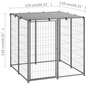 Dog Kennel Silver 43.3"x43.3"x43.3" Steel