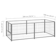 Dog Kennel Silver 78.7"x39.4"x27.6" Steel