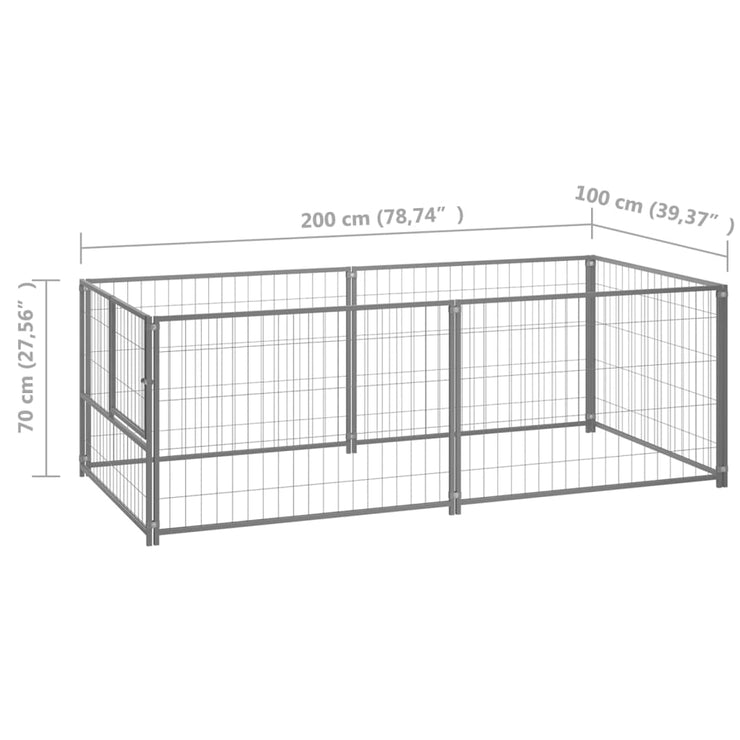 Dog Kennel Silver 78.7"x39.4"x27.6" Steel