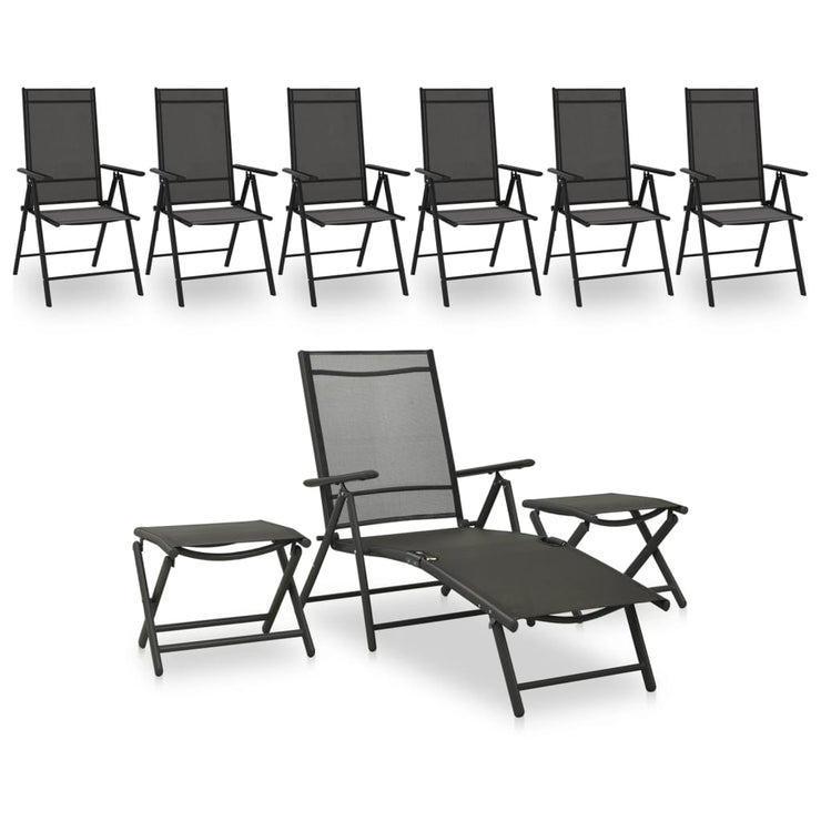 9 Piece Patio Lounge Set Black and Anthracite