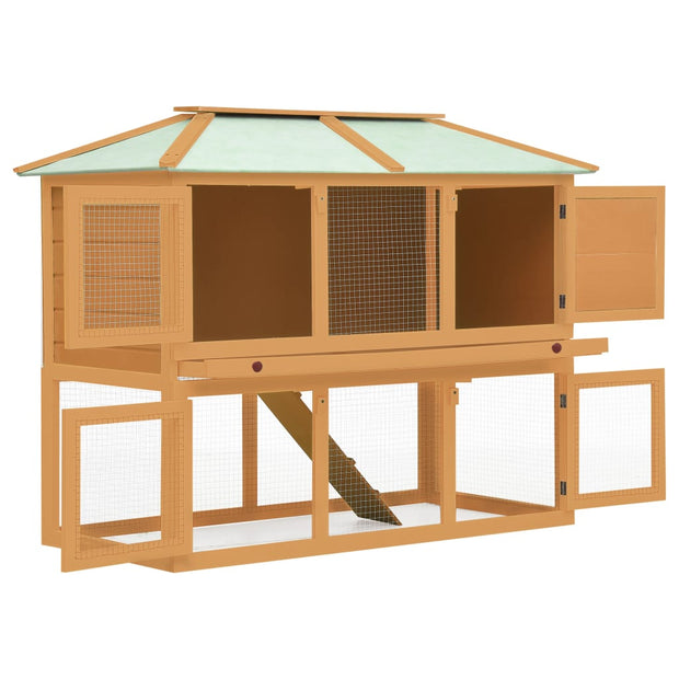 Animal Rabbit Cage Double Floor Solid Fir Wood