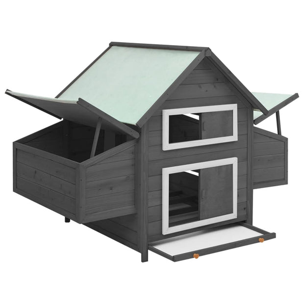 Chicken Coop Gray and White 59.8"x37.7"x43.3" Solid Firwood