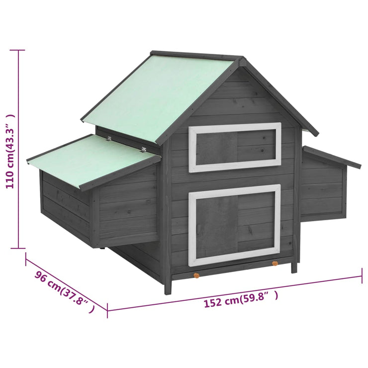 Chicken Coop Gray and White 59.8"x37.7"x43.3" Solid Firwood