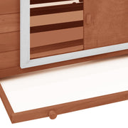 Chicken Coop Mocha and White 59.8"x37.7"x43.3" Solid Firwood