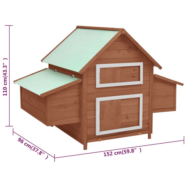 Chicken Coop Mocha and White 59.8"x37.7"x43.3" Solid Firwood