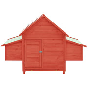 Chicken Coop Red and White 59.8"x37.7"x43.3" Solid Firwood