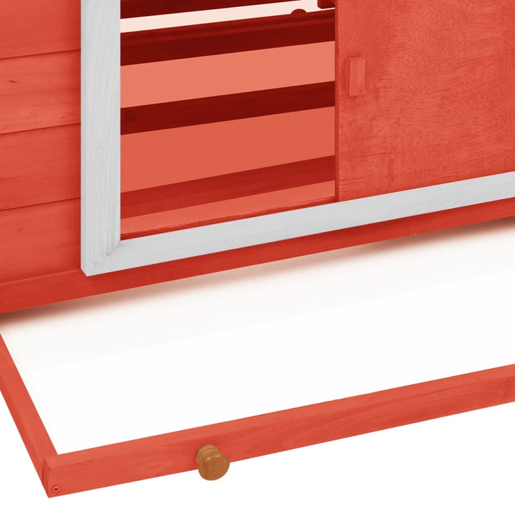 Chicken Coop Red and White 59.8"x37.7"x43.3" Solid Firwood