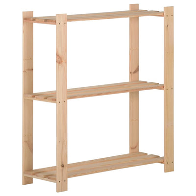 3-Tier Storage Rack 31.5"x11.2"x35.4" Solid Wood Pine