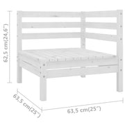 Patio Corner Sofa White Solid Wood Pine