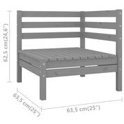 Patio Corner Sofa Gray Solid Wood Pine