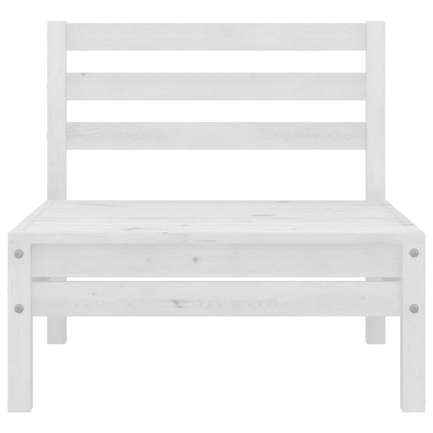 Patio Middle Sofa White Solid Pinewood