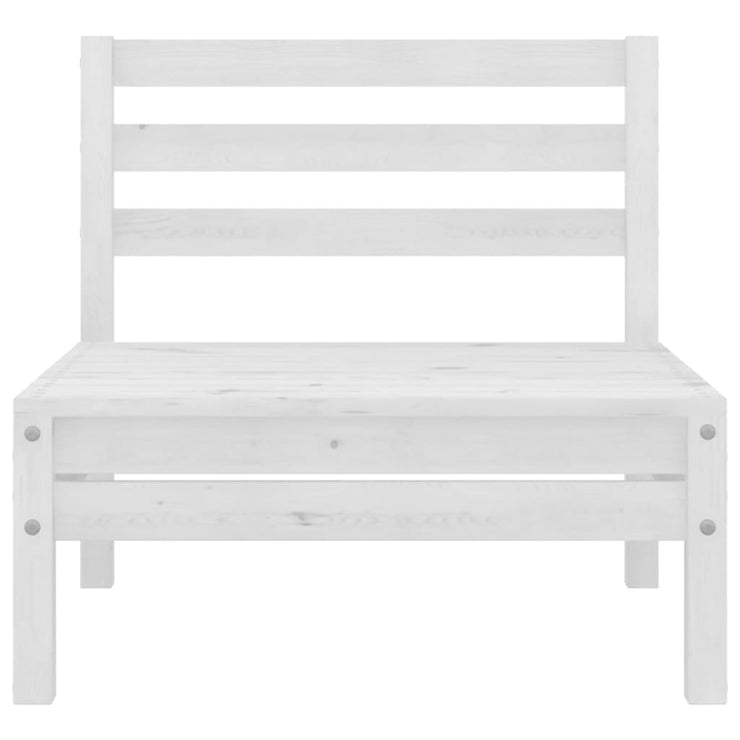 Patio Middle Sofa White Solid Pinewood