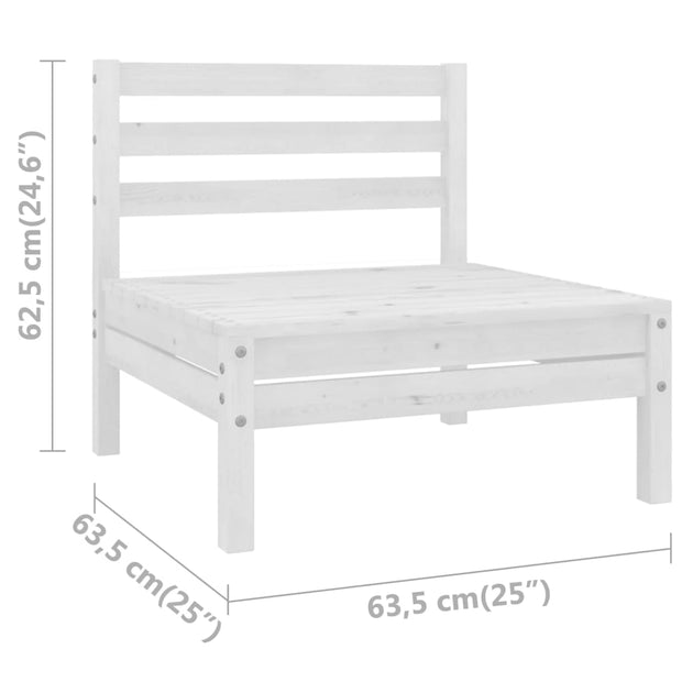 Patio Middle Sofa White Solid Pinewood