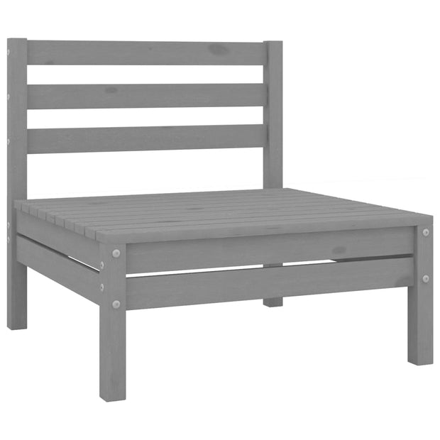 Patio Middle Sofa Gray Solid Wood Pine