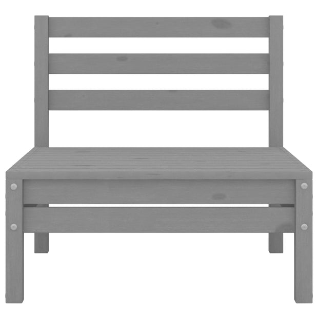 Patio Middle Sofa Gray Solid Wood Pine