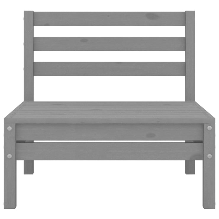 Patio Middle Sofa Gray Solid Wood Pine