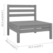 Patio Middle Sofa Gray Solid Wood Pine